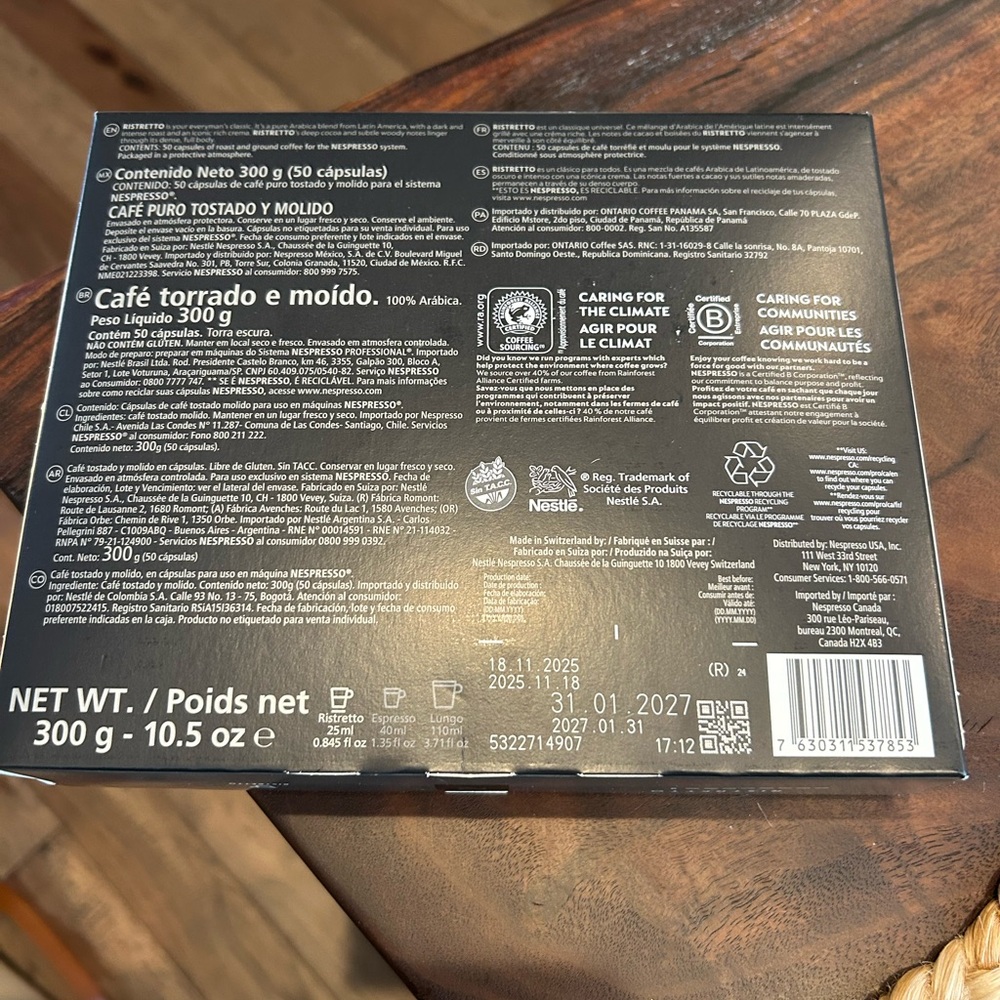 Nespresso Ristretto Black Coffee Box. 50 Capsules - Picture 4 of 5